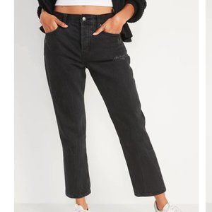 High-Waisted Slouchy Straight Cropped Distressed Jeans for Women